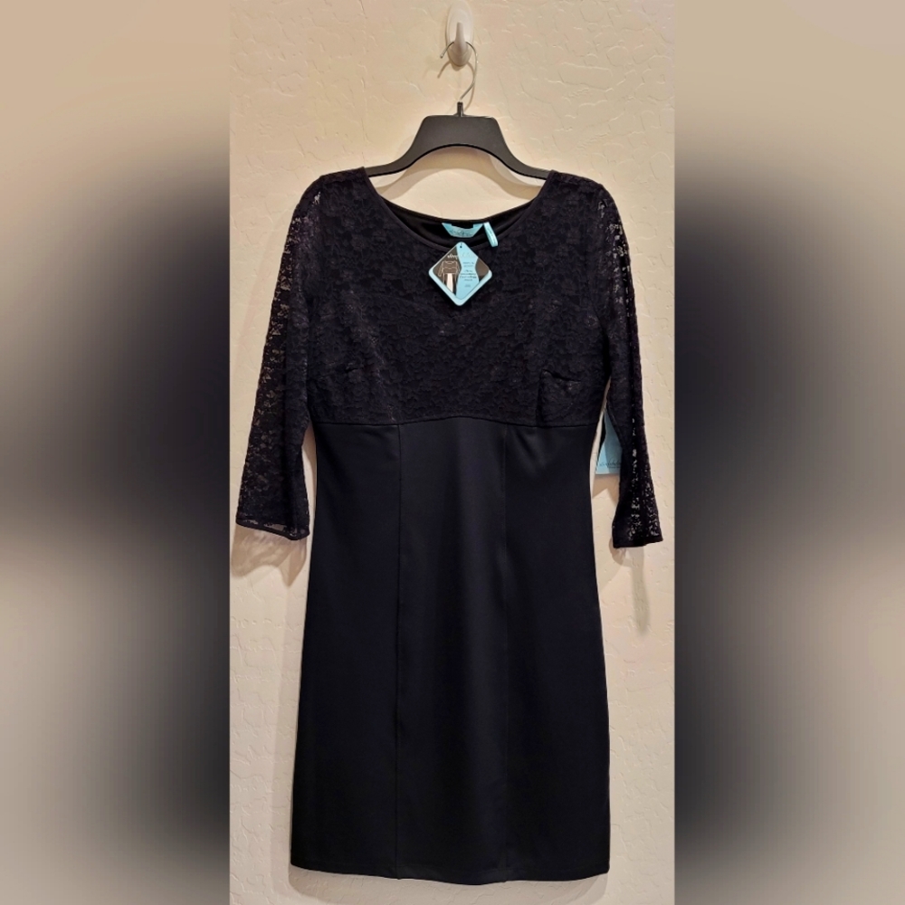 Slim Fabulous Ultimate Slimming Dress - Black Lace bodice & sleeves